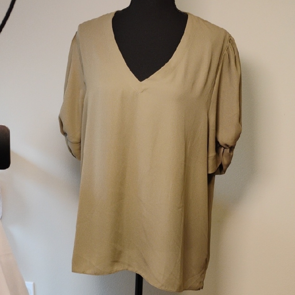 Everleigh Olive Green V-Neck Blouse